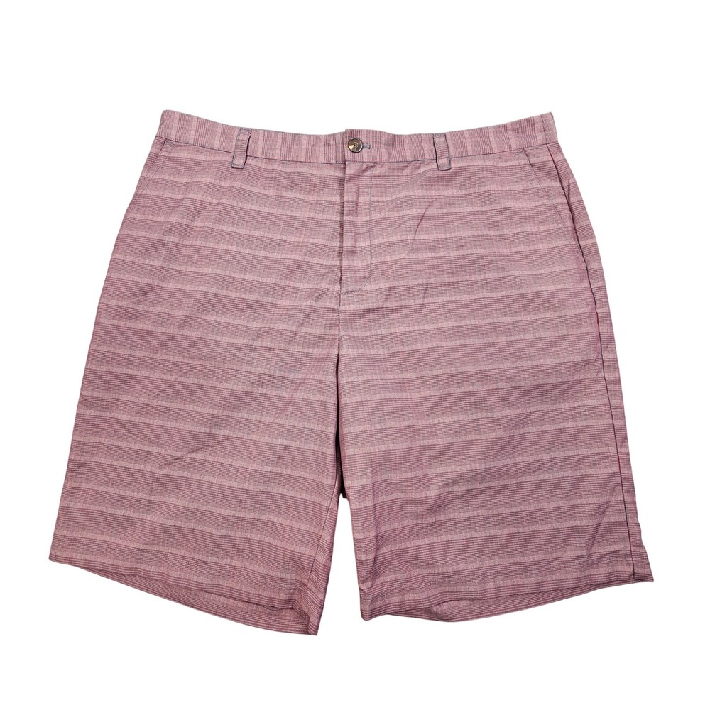 Adidas Golf Shorts Mens 40 Red Textured Plaid Flat Front Performance Stretch 10"